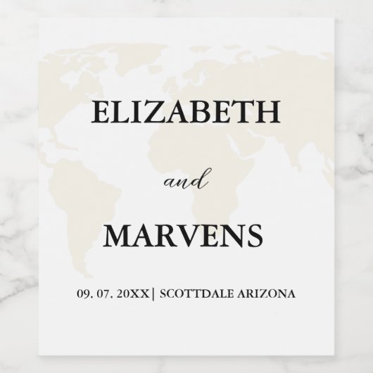 目的地の旅行テーマ結婚の ワインラベル (シングルラベル)