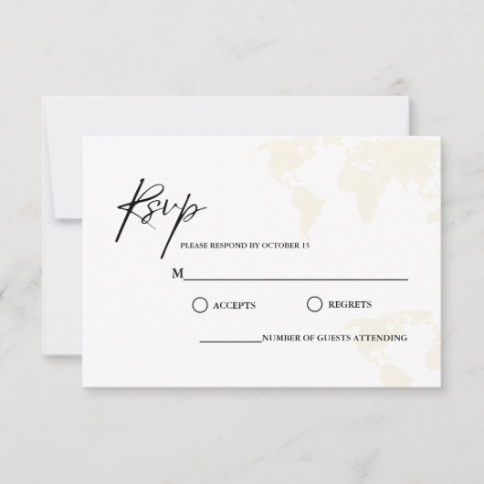 目的地の旅行テーマ結婚の 出欠カード (正面)