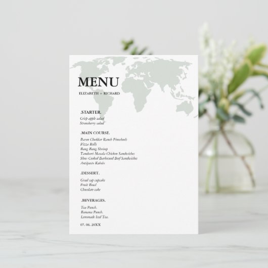 目的地の旅行結婚語のブライダルシャワー メニュー (スタンド正面)