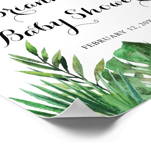 目的地の熱帯の緑の赤ちゃんシャワーへようこそ ポスター (角)