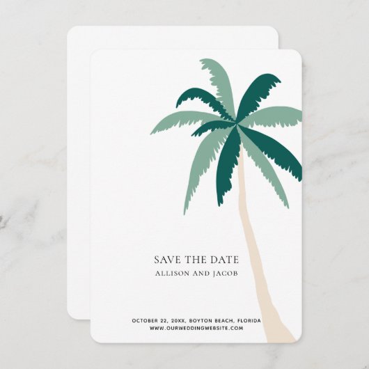 目的地の熱帯ビーチ結婚式日付の保存 (正面/裏面)