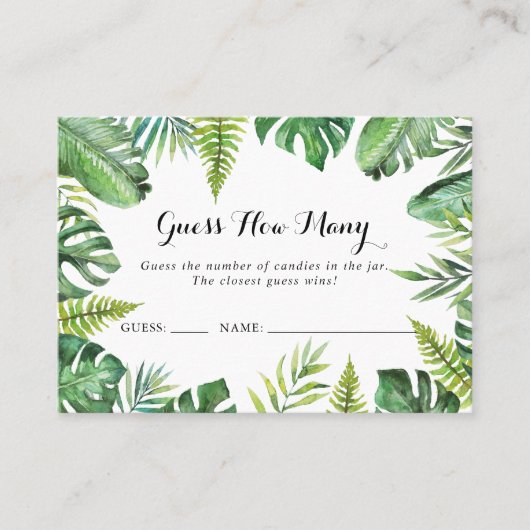 目的地の熱帯予測ゲームカードの数 名刺 (正面)