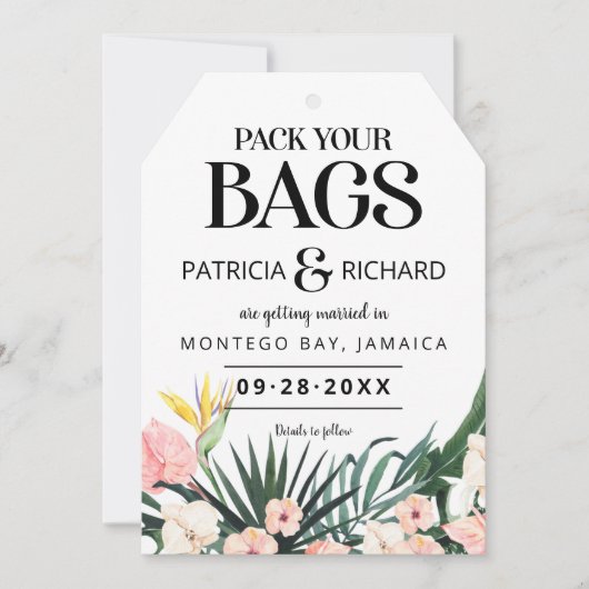 目的地の熱帯結婚式の日付を保存 (正面)