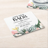 目的地の熱帯結婚式の日付を保存 スクエアペーパーコースター (アングル)