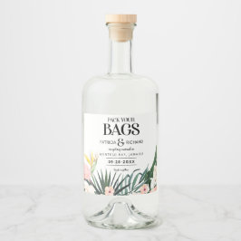 目的地の熱帯結婚式の日付を保存 リキュールボトルラベル