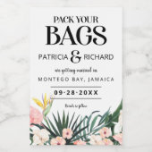 目的地の熱帯結婚式の日付を保存 ワインラベル (シングルラベル)