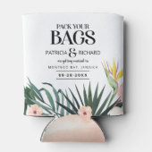 目的地の熱帯結婚式の日付を保存 缶クーラー (裏面)