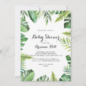 目的地の熱帯緑の赤ちゃんシャワー 招待状 (正面)