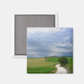 目的地の磁石に向かうカーブした道路 マグネット (正面/裏面)