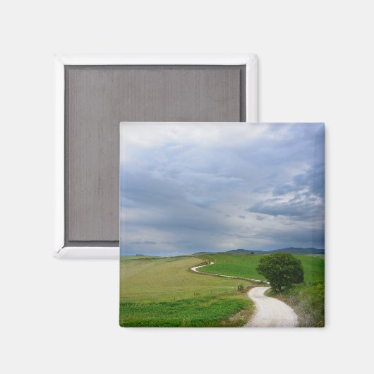 目的地の磁石に向かうカーブした道路 マグネット (正面/裏面)