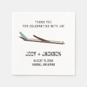 目的地の結婚式ありがとう飛行機のナプキン スタンダードカクテルナプキン (正面)