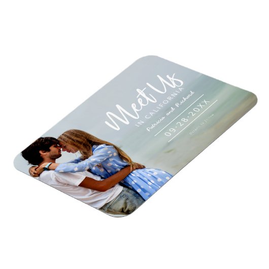 目的地の結婚式で私たちを満たす日付写真を保存 マグネット (左側)