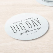 目的地の結婚式のビッグデー休暇海ブルー ラウンドペーパーコースター (アングル)