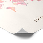 目的地の結婚式のピンク色のワールドマップ ポスター (角)