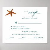 目的地の結婚式の印刷可能なメニューの選択RSVP ポスター (正面)