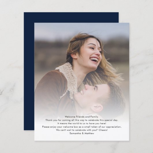 目的地の結婚式の旅程フォトプログラムカード (正面/裏面)