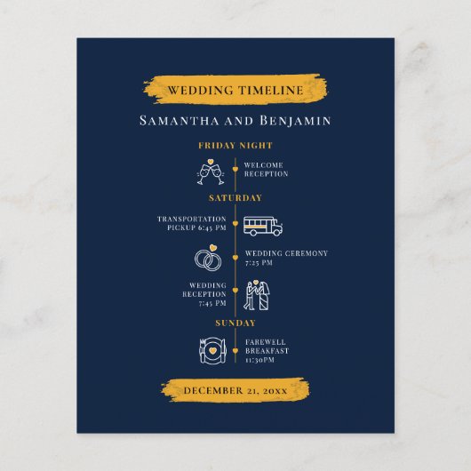 目的地の結婚式の旅程フォトプログラムカード (裏面)