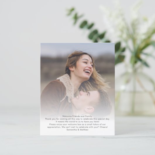 目的地の結婚式の旅程プログラムフォトカード (スタンド正面)