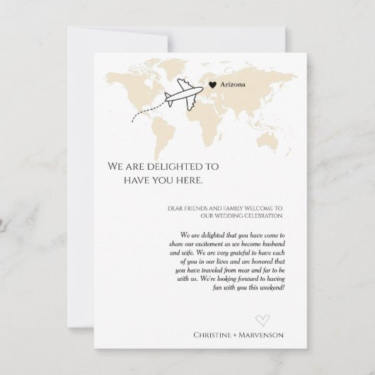 目的地の結婚式の歓迎と旅程の週末 招待状 (正面)