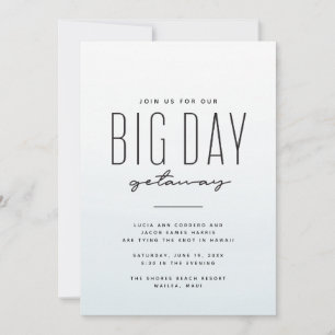 目的地の結婚式の青い水の色の招待状