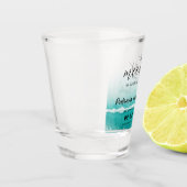 目的地の結婚式ティール（緑がかった色）で会う日付を保存 ショットグラス (左)