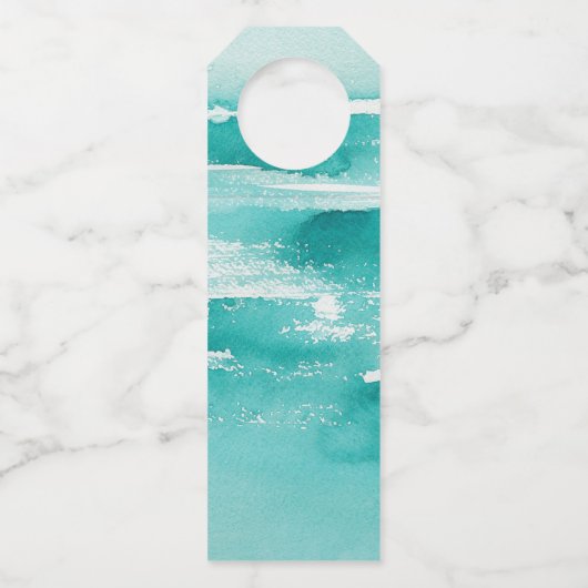 目的地の結婚式ティール（緑がかった色）で会う日付を保存 ボトルネックタグ (裏面)