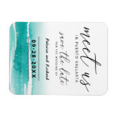 目的地の結婚式ティール（緑がかった色）で会う日付を保存 マグネット (横)