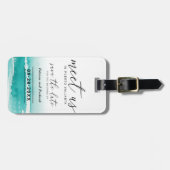 目的地の結婚式ティール（緑がかった色）で会う日付を保存 ラゲッジタグ (正面横)