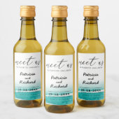 目的地の結婚式ティール（緑がかった色）で会う日付を保存 ワインラベル (ボトル)