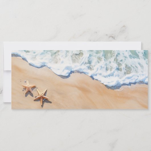 目的地の結婚式ビーチトロピカルアイランドヒトデ 招待状 (裏面)