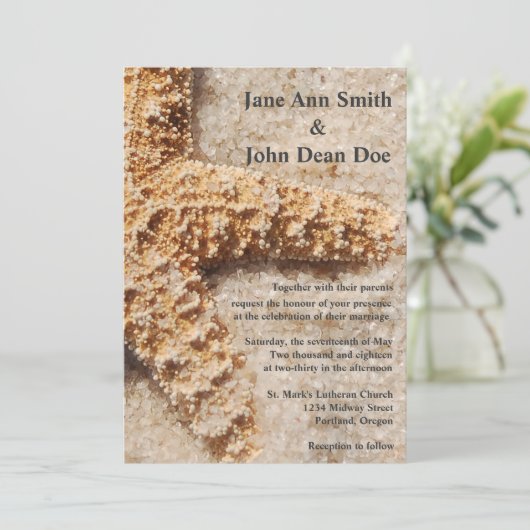 目的地の結婚式招待状：砂のヒトデ 招待状 (スタンド正面)