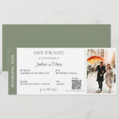 目的地の結婚式 セージグリーン セーブザデート (正面/裏面)