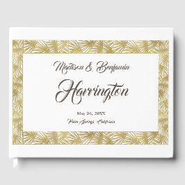 目的地の結婚式、ビーチ、手のひら、金箔 ゲストブック