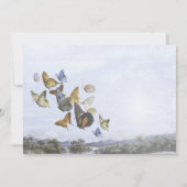 目的地の蝶とヤシの木の結婚式の招待 招待状 (裏面)