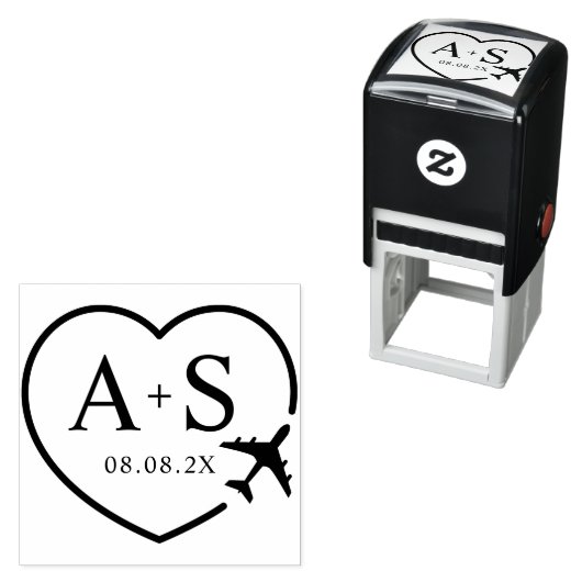 目的地の飛行機の旅行の日付を保結婚存 セルフインキングスタンプ (インサイチュ)