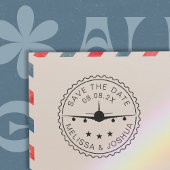 目的地の飛行機の旅行の日付を保結婚存 セルフインキングスタンプ