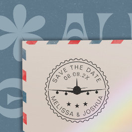 目的地の飛行機の旅行の日付を保結婚存 セルフインキングスタンプ