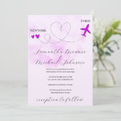 目的地の飛行機の海外パープル結婚ズ 招待状 (スタンド正面)