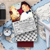 目的地ウェディングシックなシルバーラゲージタグフォト セーブザデート