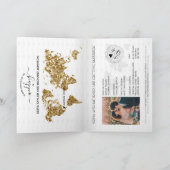 目的地ウェディングパスポート金ゴールドワールドマップメキシコ 招待状 (内部)