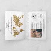 目的地ウェディングパスポート金ゴールドワールドマップメキシコ 招待状 (内部)