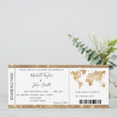 目的地ウェディングボーディングパスチケット金ゴールドプラン 招待状 (スタンド正面)