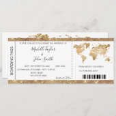 目的地ウェディングボーディングパスチケット金ゴールドプラン 招待状 (正面/裏面)