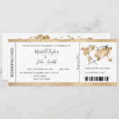 目的地ウェディングボーディングパスチケット金ゴールドプラン 招待状 (正面/裏面)
