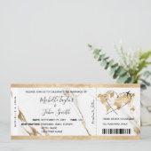 目的地ウェディングボーディングパスチケット金ゴールドプラン 招待状 (スタンド正面)