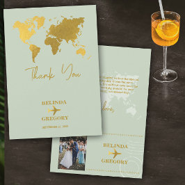 目的地ウェディングワールドパスポートセイージグリーン金ゴールド サンキューカード