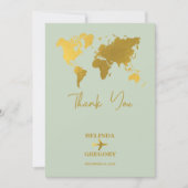 目的地ウェディングワールドパスポートセイージグリーン金ゴールド サンキューカード (正面)