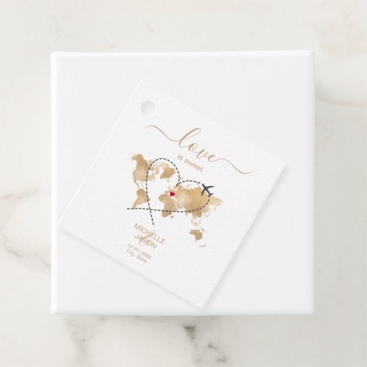 目的地ウェディング金ゴールドワールドマップ愛は甘い フェイバータグ (インサイチュ)