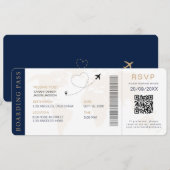 目的地ウェディングQRコードRSVP搭乗券 招待状 (正面/裏面)