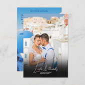 目的地ギリシャ結婚サントリーニの写真 サンキューカード (正面/裏面)